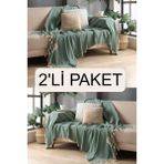 Miracolo Home Yeşil Sık Dokuma Pamuklu Dekoratif Koltuk Örtüsü Seti 170X230 Boyutlu Optimal Kaymaz Tasarım (2 Adet)-Bej - 170 x 230 cm
