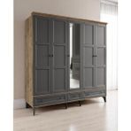 Miracool Karin 5 Kapaklı Dolap / Gardrop / Çam Antrasit / %100 Mdf