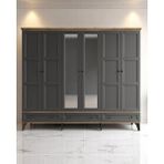 Miracool Karin 6 Kapaklı Dolap / Gardrop / Çam Antrasit / %100 Mdf