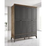 Miracool Panjur Fix 4 Kapılı Dolap / %100MDF / Çam-Antrasit