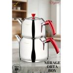 Mirage Orta Boy Bakalit Kulplu Çaydanlık Takımı - Kırmızı