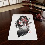 MİRAİ Japon Samuray Kız Baskılı Mouse Pad, Beyaz, Kauçuk, 28x40 Cm, Kaymaz Taban Mousepad 28×40 cm - Bireysel ve Kurumsal Siparişe Uygun