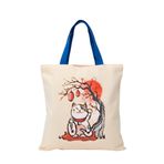 MİRAİ Maneki-neko (Şans Kedisi), Sakura ve Geleneksel Fener Motifli Japon Tarzı Kanvas Omuz Çantası/Tote Bag - Bireysel ve Kurumsal Siparişe Uygun