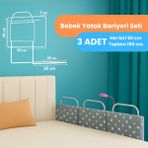 Miralay 50 x 40 cm Gri Yıldız Yatak Bariyeri 3 Adet Estetik Tasarım ile Güvenli Uyku