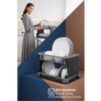 MiraLive 2 Katlı Rattan Dokulu Lüks Bulaşıklık - Kirli Beyaz & Siyah Modern Düzenleyici - Renkli