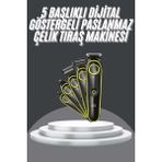 MiraLive 5 Başlıklı Şarjlı Tıraş Makinesi LED Ekran Saç Sakal Ense Tıraşına Uygun Bakım Seti - 1