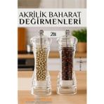 MiraLive Baharat Öğütücü - Baharat Karabiber Tuz Değirmeni Ahşap Akrilik Kristal 2 Li Set 721773 - Renkli