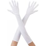 MiraLive Beyaz Renk Dirseğe Kadar Uzun Kumaş Eldiven 40 cm (K95)