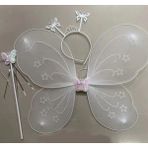 MiraLive Beyaz Renk Kelebek Kanadı Tacı ve Sopası 50X37 cm (K95) - 50 x 37 cm