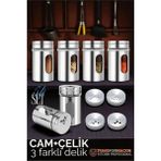 MiraLive Cam+Çelik Tuzluk Biberlik Karabiberlik 3 Farklı Delikli 5 Li Set 721945 - Renkli