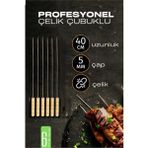 MiraLive Çelik Şiş Çubuğu - Mangal Şişi Ahşap Saplı Kebap Şişi 6 Adet 721985 - Renkli - standart