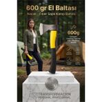 MiraLive Fiber Saplı Kamp Baltası 600 Gr, Profesyonel Nacak, Kırılmaz Saplı Odun Kesme ve Yarma Baltası 723199 - Renkli - standart