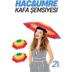 MiraLive Hac Umre Kafa Şemsiyesi Güneş Koruma Şemsiyesi 2 Adet - Renkli - standart