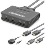 MiraLive HDMI USB Kvm Switch 2 Port HDMI 2 Port USB Dahili Kablolu - Siyah HDX1361