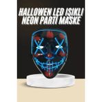 MiraLive Işıklı LED Maske Parti Eğlence Maskesi Hallowen Neon Maske - Renkli - standart