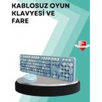 MiraLive Kablosuz Klavye ve Mouse Seti – Sessiz Tuş, Retro Tasarım - 1 - Renkli