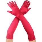 MiraLive Kırmızı Renk Dirseğe Kadar Uzun Kumaş Eldiven 40 cm (K95)