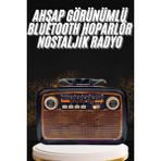 MiraLive Nostaljik Görünümlü Ahşap Radyo Tf Sd USB Girişli LED Fener Işıklı - 1