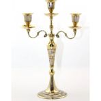 MiraLive Pirinç Sedefli 3'lü Şamdan Model 1 - Renkli - standart