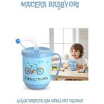MiraLive Premium Pipetli Çocuk Bardağı 350 ml -Alıştırma Bardağı ve Suluk - Renkli - standart