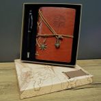 MiraLive Pusula Baskılı Deri Defter Kalem Seti - Renkli - 1