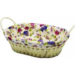 MiraLive Renkli Bezli Oval Hasır Ekmek Sepeti -8821