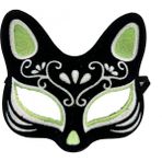 MiraLive Siyah Renk Süet Kaplama Üzeri Gümüş Yeşil Simli Kedi Maskesi 17X14 cm (K95) - 17 x 14 cm