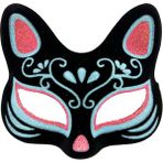 MiraLive Siyah Renk Süet Kaplama Üzeri Mavi Kırmızı Simli Kedi Maskesi 17X14 cm (K95) - 17 x 14 cm - 000-Siyah