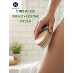 Miraluni %100 At Kılı Selülit ve Çatlak Fırçası – Doğal Ahşap, Kuru Fırçalama, Sıkılaştırıcı Vücut Fırçası - Beyaz At Kılı Selülit Fırçası