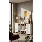 Miramob 2 Kapaklı ve 6 Bölmeli Modern Geniş Şifonyer Konsol Antre Ünitesi 132 cm Safir Meşe Beyaz