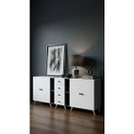 Miramob 4 Kapaklı 4 Çekmeceli ve 4 Bölmeli Modern Dev Konsol Şifonyer 195 cm Antrasit Beyaz