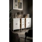 Miramob 4 Kapaklı 4 Çekmeceli ve 4 Bölmeli Modern Dev Konsol Şifonyer 195 cm Safir Meşe Beyaz