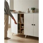 Miramob 4 Kapaklı ve 2 Bölmeli Modern Dev Şifonyer Konsol Antre Ünitesi 147 cm Safir Meşe Beyaz
