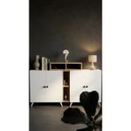 Miramob 4 Kapaklı ve 4 Bölmeli Modern Dev Şifonyer Konsol Antre Ünitesi 147 cm Safir Meşe Beyaz
