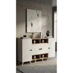 Miramob 4 Kapaklı ve 4 Bölmeli Modern Geniş Şifonyer Konsol Antre Ünitesi 132 cm Safir Meşe Beyaz