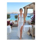Miran Miranfashion puantiyeli ve korse detaylı maxi elbise