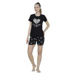 Mirano 1601 Pegasus Likralı Kumaş Kalpli Şortlu Takım Pijama Takımı (Siyah, XL)