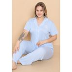 Mirano 4400 POLYVİSCON Kumaş Kısa Kollu Düğmeli Büyük Beden Kadın Pijama Takımı