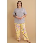 Mirano 4500 Kısa Kollu Çiçekli Süprem Kumaş Büyük Beden Kadın Pijama Takımı