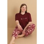 Mirano 4503 Çiçekli Kısa Kollu Pamuklu Penye Büyük Beden Kadın Pijama Takımı