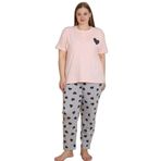 Mirano 4515 Kalpli Kısa Kollu Pamuklu Penye Büyük Beden Kadın Pijama Takımı, Soft Pembe, 4XL
