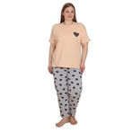 Mirano 4515 Kalpli Kısa Kollu Pamuklu Penye Büyük Beden Kadın Pijama Takımı, Somon, 3XL