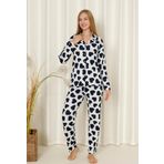 Mirano 9508 Kalpli Milan Yumuşak Kumaş Boydan Düğmeli Kadın Pijama Takımı