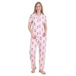Mirano 9511 Kalpli Pembe Pegasus Kumaş Düğmeli Kısa Kolu Kadın Pijama Takımı, Pembe, M