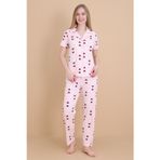 Mirano 9511 Kalpli Pembe Pegasus Kumaş Düğmeli Kısa Kolu Kadın Pijama Takımı