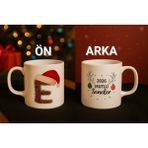 Miras Home Yılbaşı Temalı Kişiye Özel Isim Başharfi Baskılı Kupa Bardak, Yeni Yıl Hediyelik Kupa Fincan - Beyaz - 300 ml