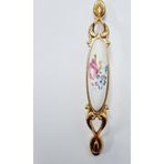 MİRAY 96 mm Metal Gold porselen çiçek desenli / 5 ADET