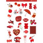 Miray Craft 1 Sayfa Kırmızı Renk Temalı 12*17 cm Sticker /scrapbook, Bullet Journal, Planlayıcı, Defter Için - -- - 12x17cm