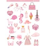 Miray Craft 1 Sayfa Pembe Temalı 12*17 cm Sticker /scrapbook, Bullet Journal, Planlayıcı, Defter Için - -- - 12x17cm