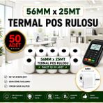Miray Rulo 56X25 mt Termal Pos Rulosu (50 Adet) - Yüksek Kaliteli Yazarkasa Rulosu